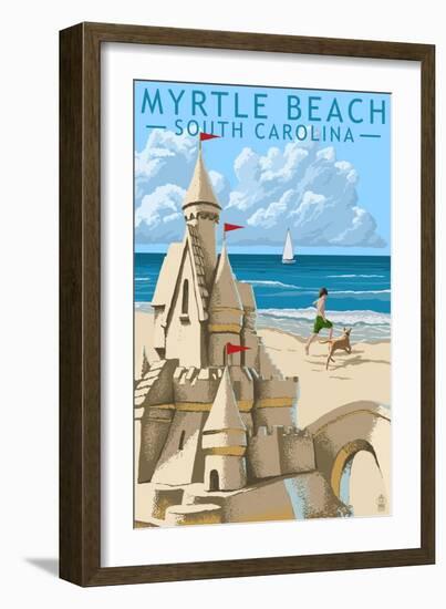 Myrtle Beach, South Carolina - Sandcastle-Lantern Press-Framed Art Print