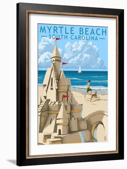 Myrtle Beach, South Carolina - Sandcastle-Lantern Press-Framed Art Print