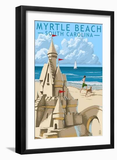 Myrtle Beach, South Carolina - Sandcastle-Lantern Press-Framed Art Print