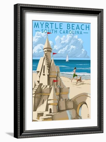 Myrtle Beach, South Carolina - Sandcastle-Lantern Press-Framed Art Print