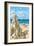 Myrtle Beach, South Carolina - Sandcastle-Lantern Press-Framed Art Print