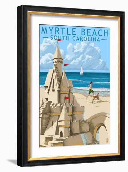 Myrtle Beach, South Carolina - Sandcastle-Lantern Press-Framed Art Print