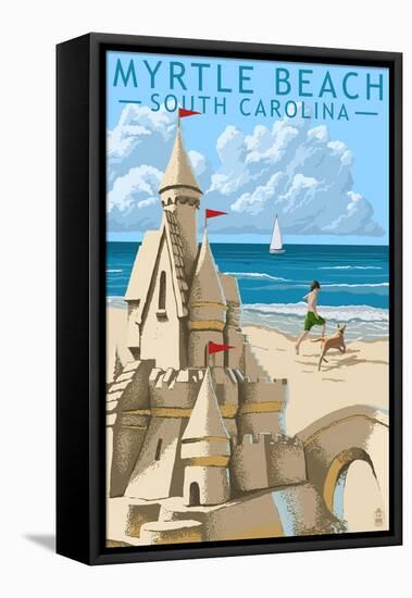 Myrtle Beach, South Carolina - Sandcastle-Lantern Press-Framed Stretched Canvas