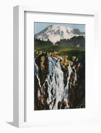 'Myrtle Falls and Mount Rainier', c1916-Asahel Curtis-Framed Photographic Print