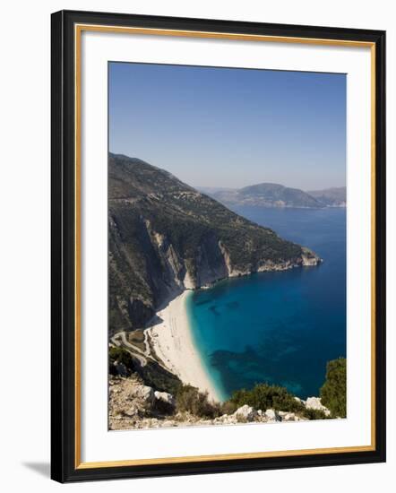 Myrtos Beach, the Best Beach for Sand Near Assos, Kefalonia (Cephalonia), Greece, Europe-Robert Harding-Framed Photographic Print