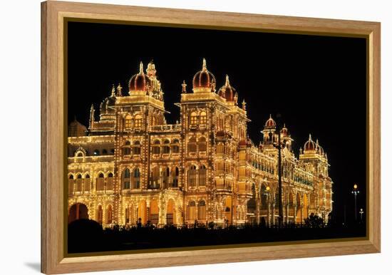 Mysore Palace in India Illuminated at Night-flocu-Framed Premier Image Canvas