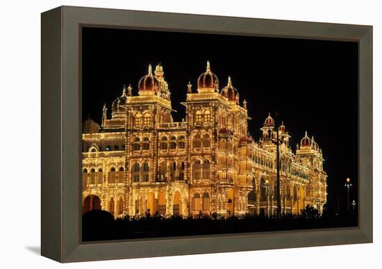 Mysore Palace in India Illuminated at Night-flocu-Framed Premier Image Canvas