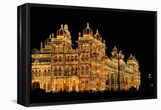 Mysore Palace in India Illuminated at Night-flocu-Framed Premier Image Canvas