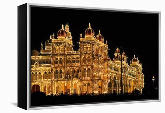 Mysore Palace in India Illuminated at Night-flocu-Framed Premier Image Canvas