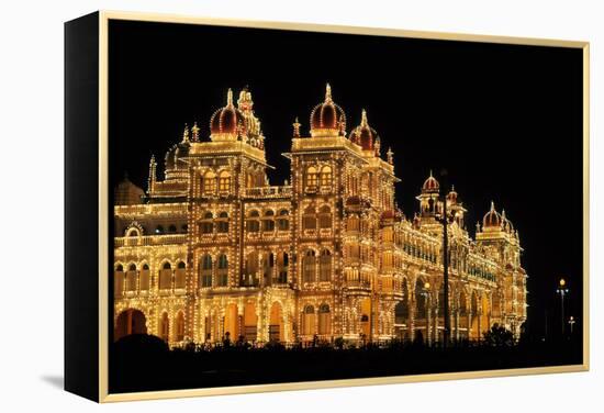 Mysore Palace in India Illuminated at Night-flocu-Framed Premier Image Canvas