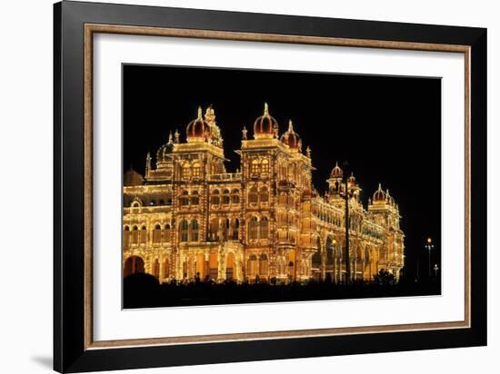 Mysore Palace in India Illuminated at Night-flocu-Framed Photographic Print