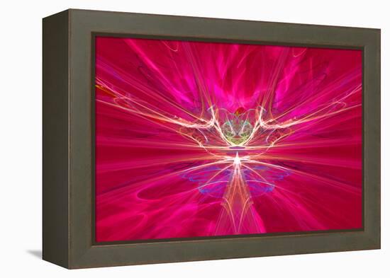 Mysterious Alien Form Magnetic Fields in the Red Sky. Fractal Art Graphics-Artem Volkov-Framed Premier Image Canvas