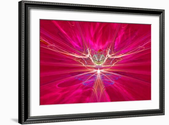 Mysterious Alien Form Magnetic Fields in the Red Sky. Fractal Art Graphics-Artem Volkov-Framed Photographic Print