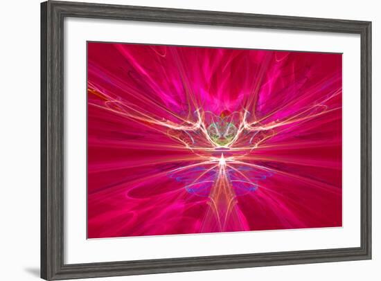 Mysterious Alien Form Magnetic Fields in the Red Sky. Fractal Art Graphics-Artem Volkov-Framed Photographic Print