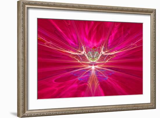 Mysterious Alien Form Magnetic Fields in the Red Sky. Fractal Art Graphics-Artem Volkov-Framed Photographic Print