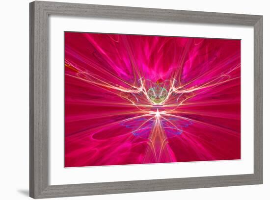Mysterious Alien Form Magnetic Fields in the Red Sky. Fractal Art Graphics-Artem Volkov-Framed Photographic Print