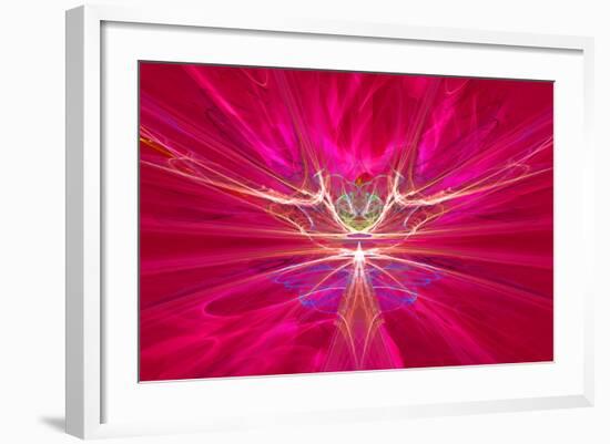 Mysterious Alien Form Magnetic Fields in the Red Sky. Fractal Art Graphics-Artem Volkov-Framed Photographic Print