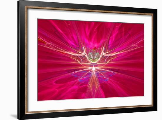 Mysterious Alien Form Magnetic Fields in the Red Sky. Fractal Art Graphics-Artem Volkov-Framed Photographic Print