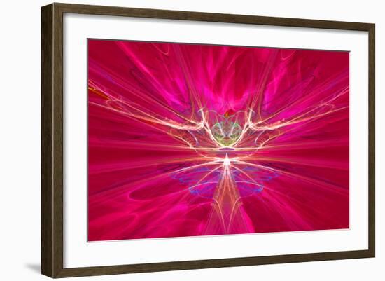 Mysterious Alien Form Magnetic Fields in the Red Sky. Fractal Art Graphics-Artem Volkov-Framed Photographic Print