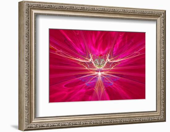 Mysterious Alien Form Magnetic Fields in the Red Sky. Fractal Art Graphics-Artem Volkov-Framed Photographic Print