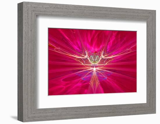 Mysterious Alien Form Magnetic Fields in the Red Sky. Fractal Art Graphics-Artem Volkov-Framed Photographic Print