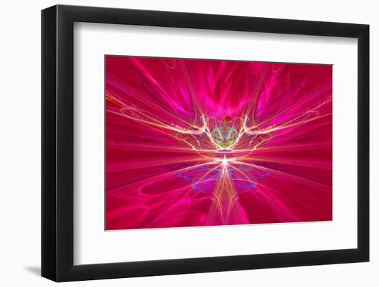Mysterious Alien Form Magnetic Fields in the Red Sky. Fractal Art Graphics-Artem Volkov-Framed Photographic Print