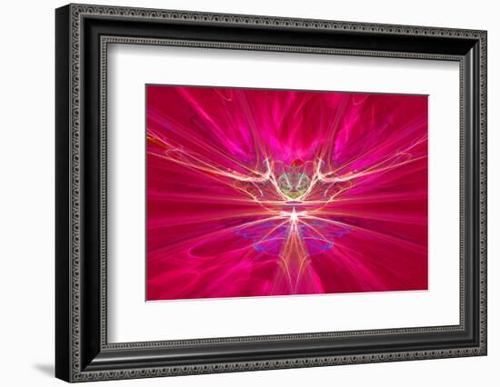 Mysterious Alien Form Magnetic Fields in the Red Sky. Fractal Art Graphics-Artem Volkov-Framed Photographic Print