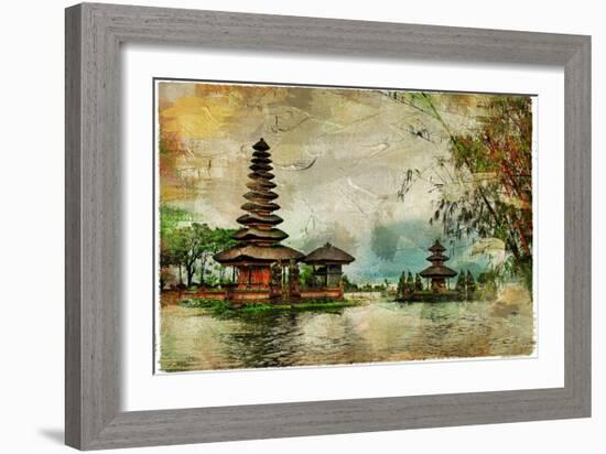 Mysterious Balinese Temples, Artwork In Painting Style-Maugli-l-Framed Art Print