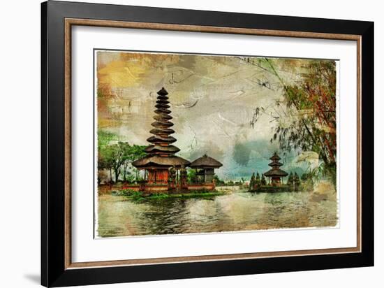 Mysterious Balinese Temples, Artwork In Painting Style-Maugli-l-Framed Art Print