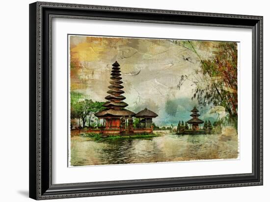 Mysterious Balinese Temples, Artwork In Painting Style-Maugli-l-Framed Art Print