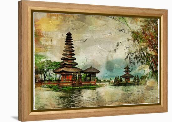 Mysterious Balinese Temples, Artwork In Painting Style-Maugli-l-Framed Stretched Canvas