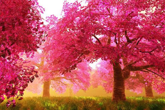 Mysterious Japanese Cherry Blossom Tree Sakura Render Art Print By Boscorelli Artcom