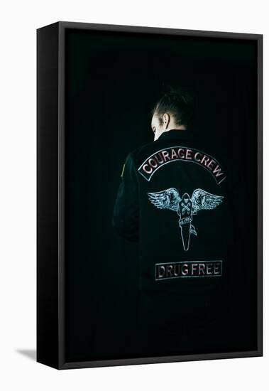 Mysterious Man with a Black Biker Jacket-Vania Stoyanova-Framed Premier Image Canvas