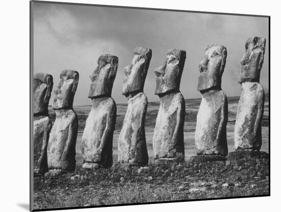 Mysterious Stone Statues on Easter Island-Carl Mydans-Mounted Photographic Print