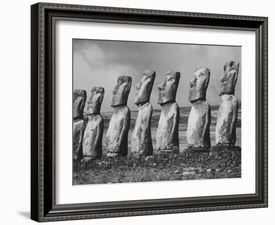 Mysterious Stone Statues on Easter Island-Carl Mydans-Framed Photographic Print