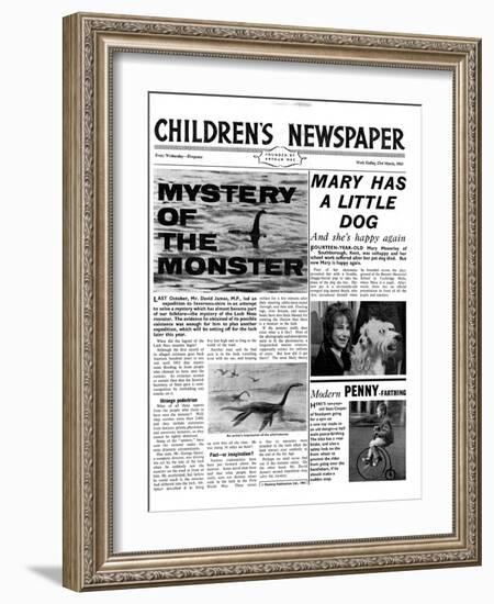 Mystery of the Monster, Front Page of 'The Children's Newspaper', March 1963-English School-Framed Giclee Print