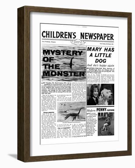 Mystery of the Monster, Front Page of 'The Children's Newspaper', March 1963-English School-Framed Giclee Print