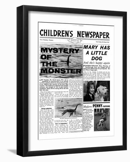 Mystery of the Monster, Front Page of 'The Children's Newspaper', March 1963-English School-Framed Giclee Print