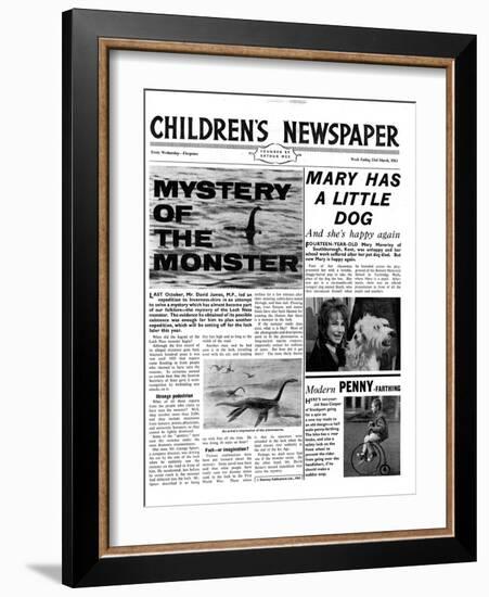 Mystery of the Monster, Front Page of 'The Children's Newspaper', March 1963-English School-Framed Giclee Print