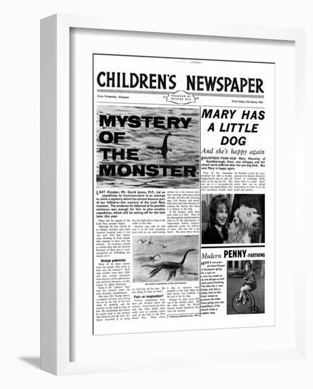 Mystery of the Monster, Front Page of 'The Children's Newspaper', March 1963-English School-Framed Giclee Print