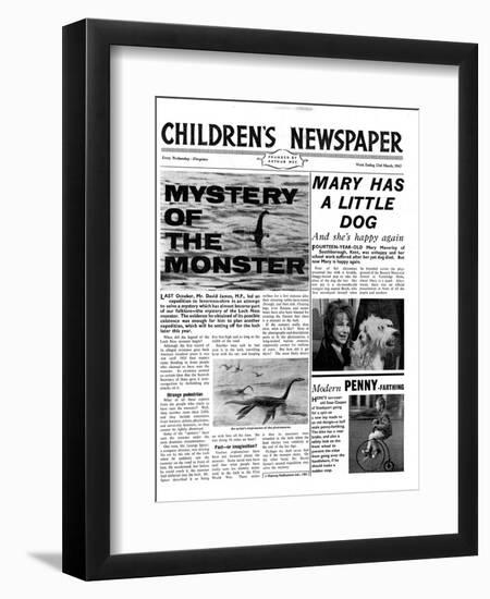 Mystery of the Monster, Front Page of 'The Children's Newspaper', March 1963-English School-Framed Giclee Print