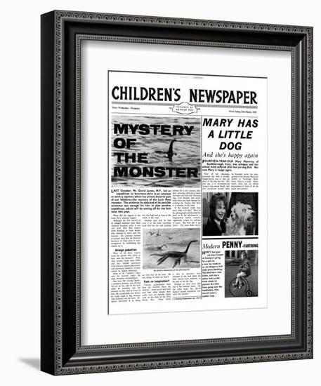 Mystery of the Monster, Front Page of 'The Children's Newspaper', March 1963-English School-Framed Giclee Print