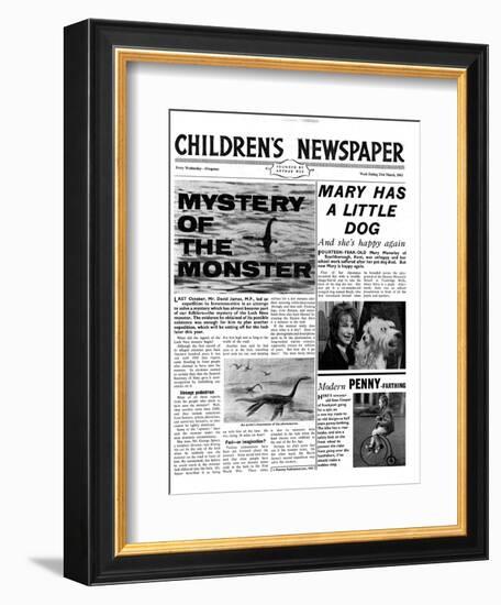 Mystery of the Monster, Front Page of 'The Children's Newspaper', March 1963-English School-Framed Giclee Print