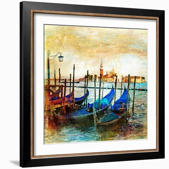 Mystery Of Venice - Artwork In Painting Style-Maugli-l-Framed Premium Giclee Print