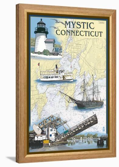 Mystic, Connecticut - Nautical Chart-Lantern Press-Framed Stretched Canvas