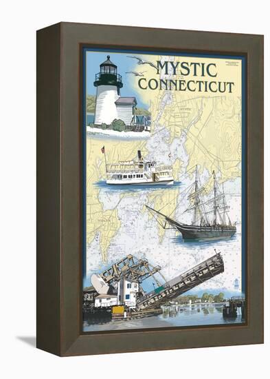 Mystic, Connecticut - Nautical Chart-Lantern Press-Framed Stretched Canvas