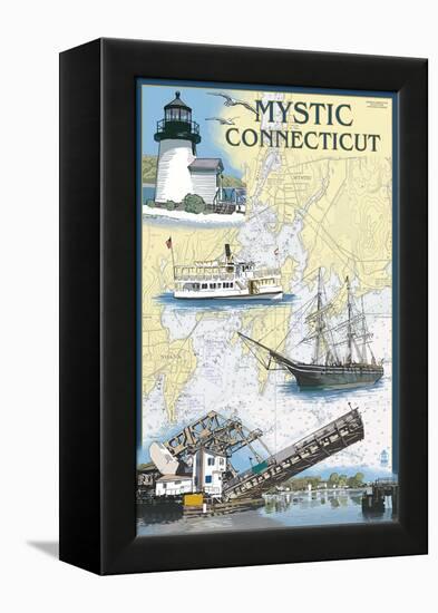 Mystic, Connecticut - Nautical Chart-Lantern Press-Framed Stretched Canvas