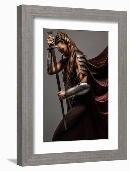 Mystic Elf Woman With Sword-null-Framed Art Print