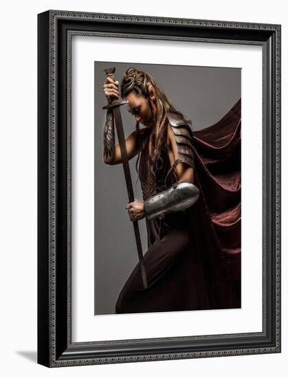 Mystic Elf Woman With Sword-null-Framed Art Print