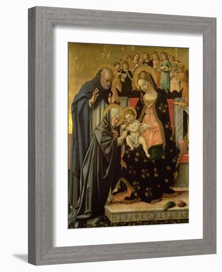 Mystic Marriage of St. Catherine, Detail (Panel)-Lorenzo da Sanseverino-Framed Giclee Print